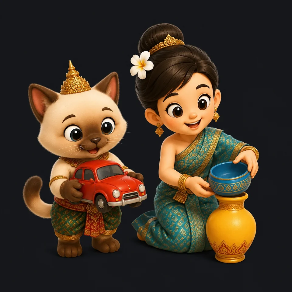 Sabai Thai companions exploring colours & objects