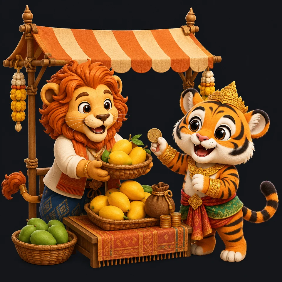 Sabai Thai companions exploring at the market