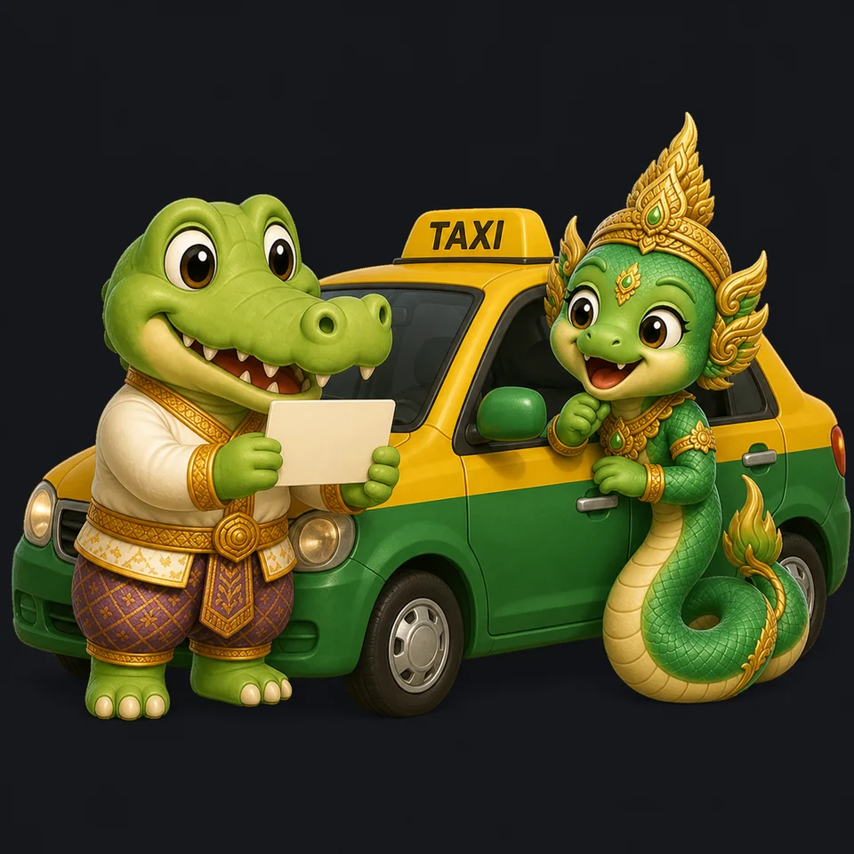 Sabai Thai companions exploring getting a taxi
