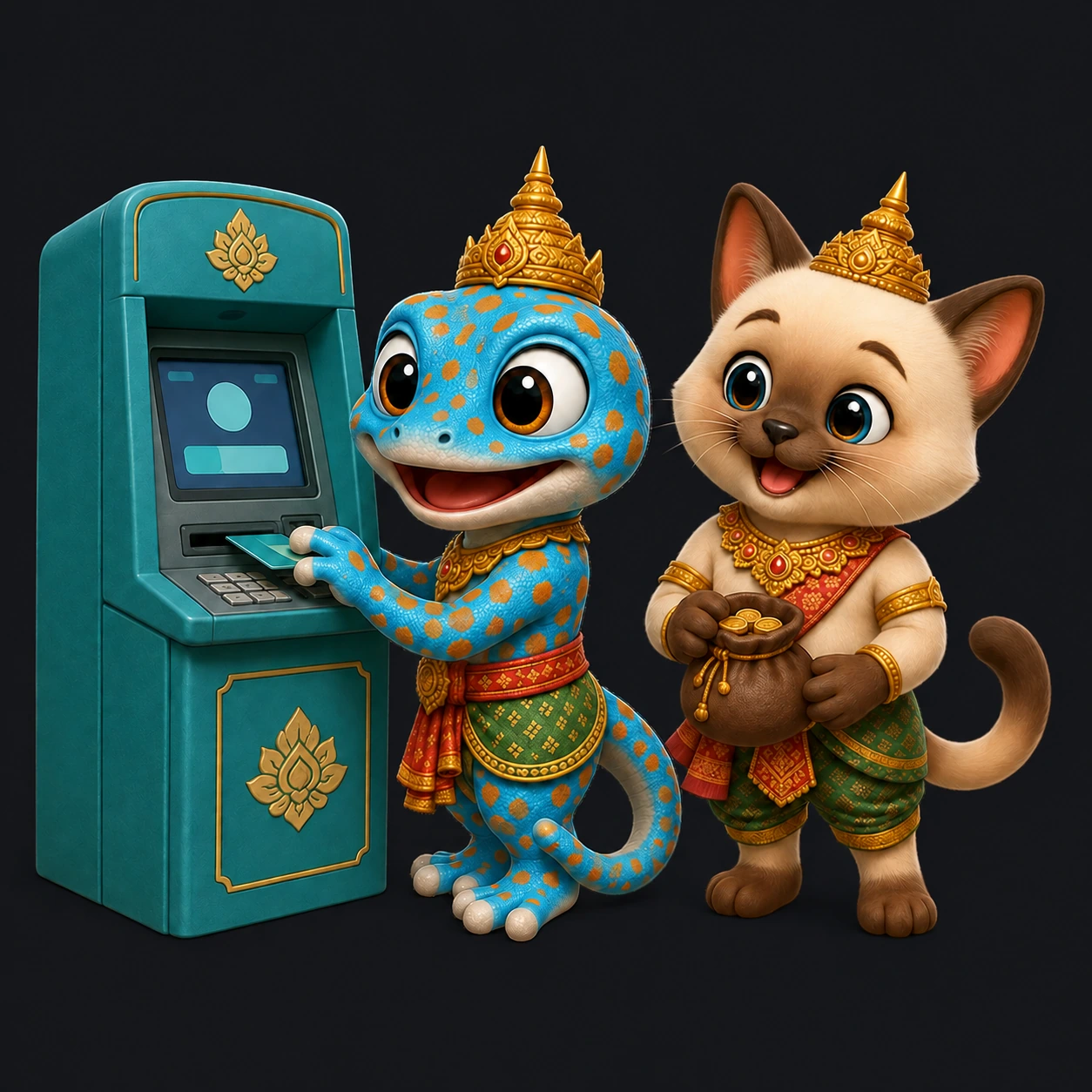 Sabai Thai companions exploring banking & atm